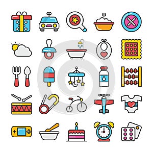 Baby and Kids Colored Vector Icons 2