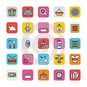 Baby and Kids Colored Vector Icons 2