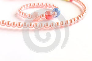Baby Kids Hair Accessories, bracelets, wrist bands, copy space, white background isolated. photo