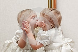 Baby Kissing a Mirror