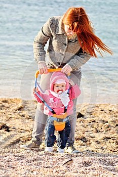 Baby in leading strings