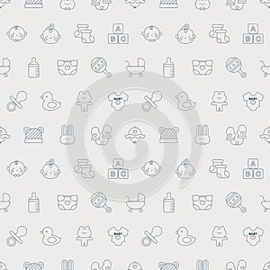 Baby line icon pattern set