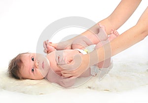 Baby massage. Hands