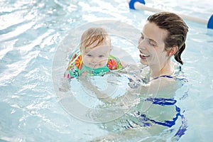 Baby and mom in the pool