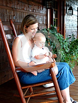 Baby and Mom on Porch