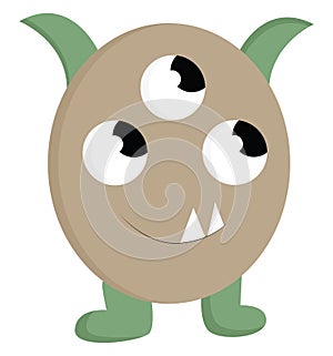 Baby monster with 3 eyes illustration color vector