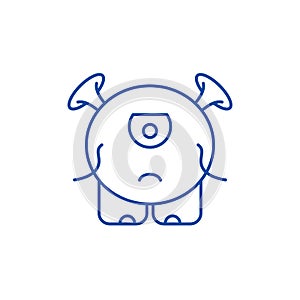 Baby monster line icon concept. Baby monster flat  vector symbol, sign, outline illustration.