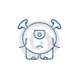 Baby monster line icon concept. Baby monster flat  vector symbol, sign, outline illustration.