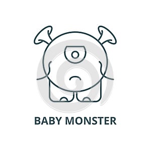 Baby monster vector line icon, linear concept, outline sign, symbol