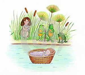 Baby Moses and Frogs photo