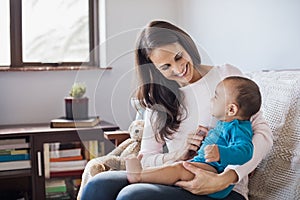 Baby on mother lap