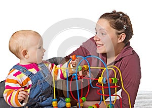 Baby with motor activity development delay photo