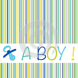 Baby newborn birth announcement card boy with striped pattern an
