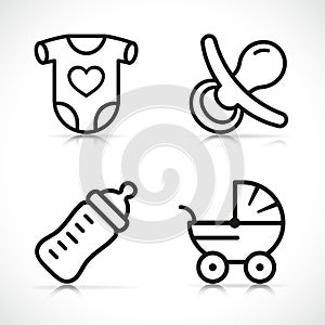 Baby or newborn line icons