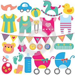 Baby objects clip art set