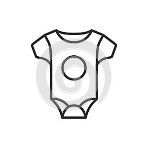 Baby onesie line design. Bodysuit, silhouette, toddler, kids, wear, icon vector illustration. Baby onesie editable