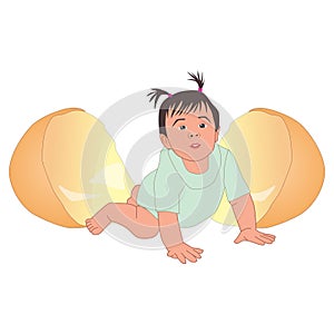 Baby out of eggshell cartoon