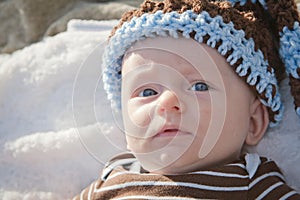 Baby Outside Wearing Knit Hat