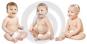 Baby over White Background, Kids nine months old, Babies sitting