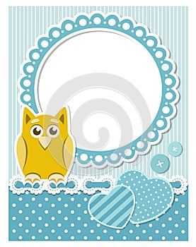 Baby owl blue scrapbook frame