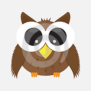 Baby owl with glass cartoon character icon . animal cute