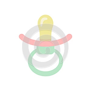 Baby pacifier. Simple cute flat icon. An essential item for newborns. Object for toddlers. Element for nursery design