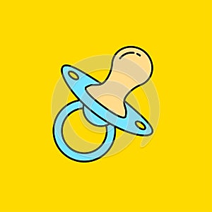 Baby pacifier vector illustration isolated on yellow background