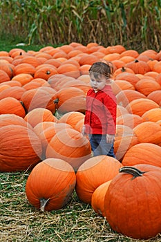 Baby with pampkins, halloween