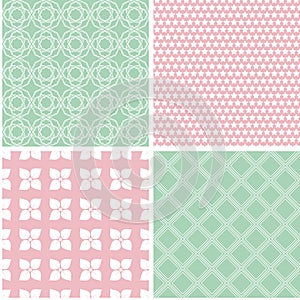 Baby pastel different seamless patterns.