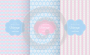 Baby pastel different vector seamless patterns.