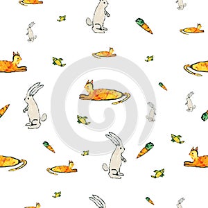 Baby pattern rabbits and cats