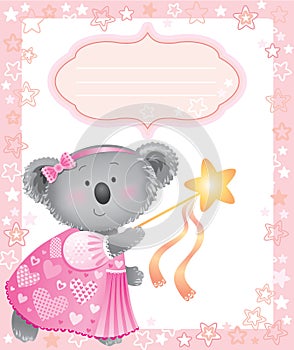 Baby pink frame with koala