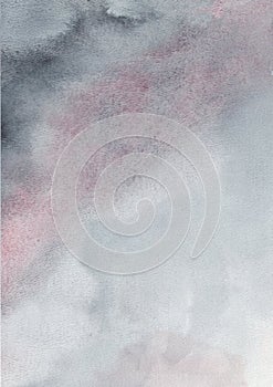 Baby pink and gray colors in abstract watercolor background. Storm in watercolor.