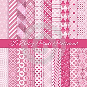 Baby pink seamless patterns. Vector illustration