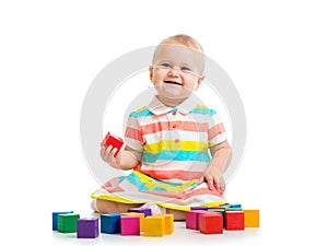 Baby playing with block toys