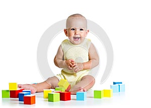 Baby playing with building block toys