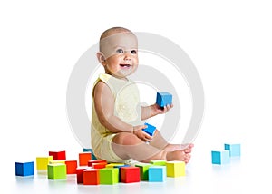 Baby playing with building block toys