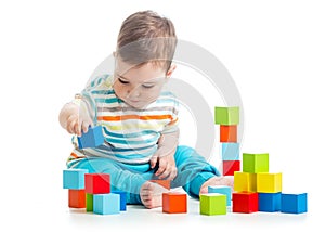 Baby playing building block toys