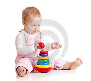 Baby playing with color toy