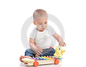 Baby playing percussion