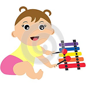 Baby playing xylophone