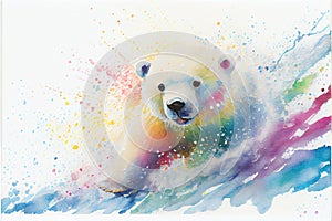 Baby polar bear watercolor painting