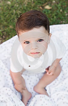 Baby portrait in an overhead shot