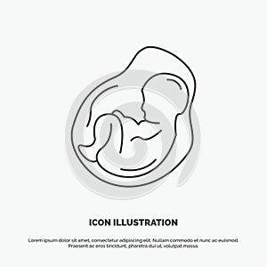 Baby, pregnancy, pregnant, obstetrics, fetus Icon. Line vector gray symbol for UI and UX, website or mobile application