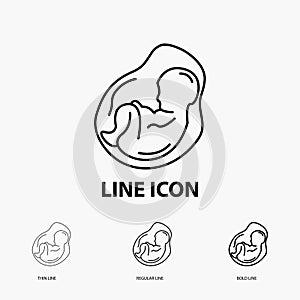 Baby, pregnancy, pregnant, obstetrics, fetus Icon in Thin, Regular and Bold Line Style. Vector illustration