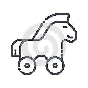 Baby pull-along horse toy sign isolated on transparent background
