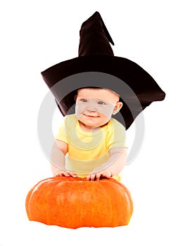 Baby with a pumpkin