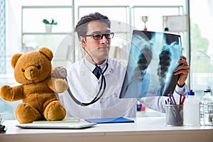 The baby radiologist with x-ray image