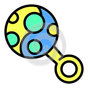 Baby rattle toy icon, outline style