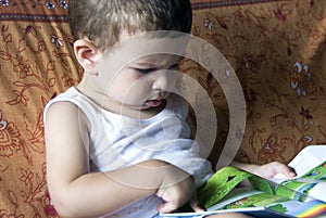 Baby reading the book